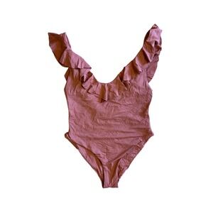 Eberjey Loreta Ruffle One Piece Swimsuit Dusty Rose Terracotta Brown Size Medium